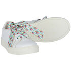 Girls White Leather Trainers, 1, hi-res