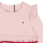Baby Girls Pink Logo Striped Dress, 2, hi-res