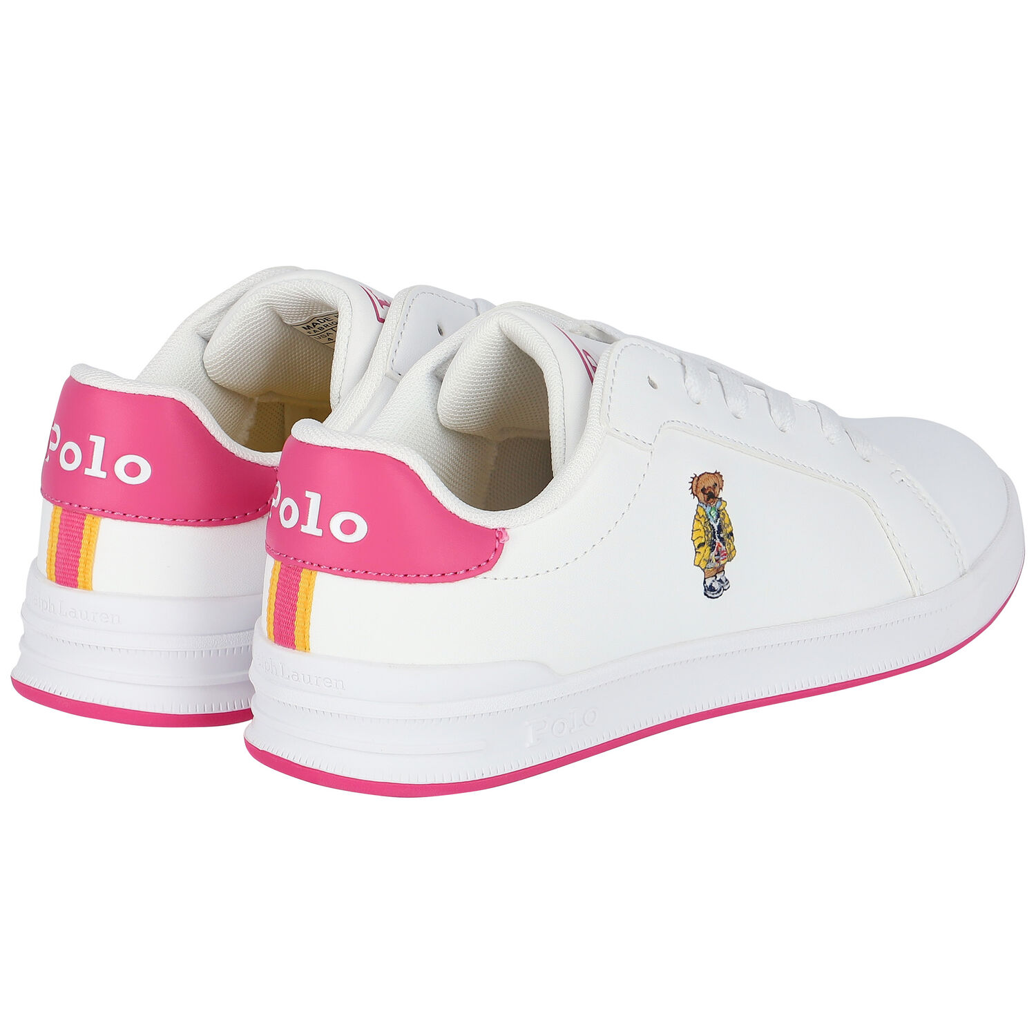Girls White Logo Trainers, 1, hi-res