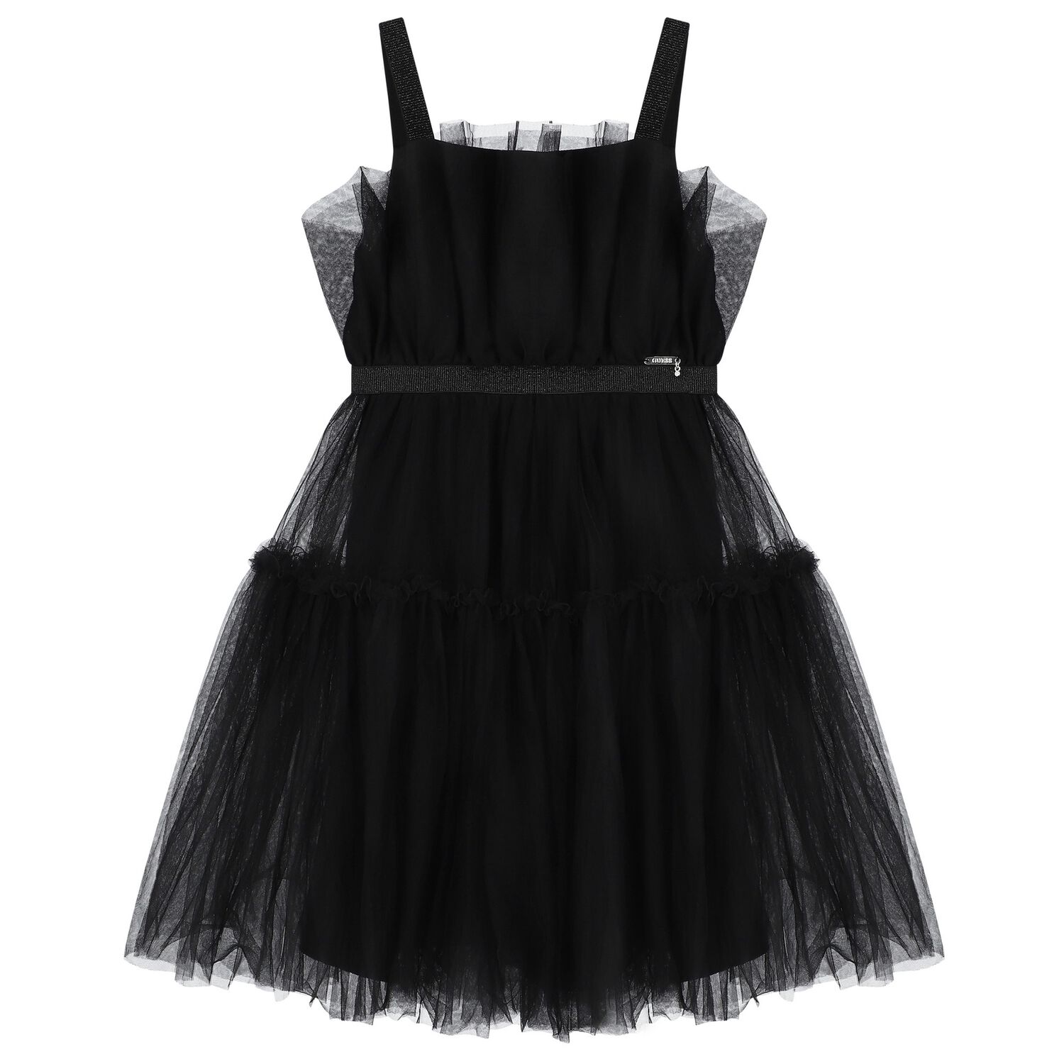 Girls Black Tulle Dress, 2, hi-res