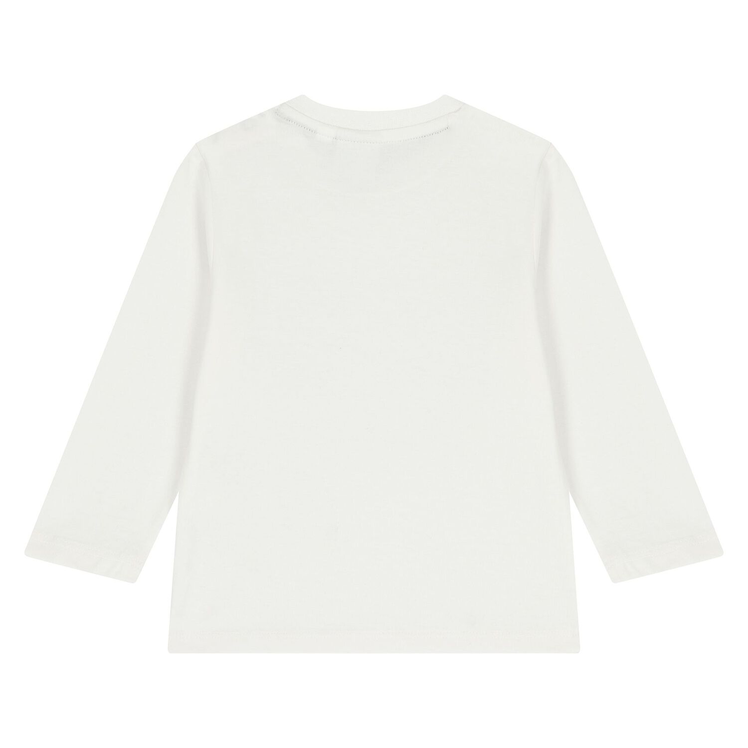 Younger Boys White Logo Long Sleeve Top, 4, hi-res