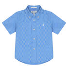 Baby Boys Blue & Ivory Logo Shorts Set, 1, hi-res