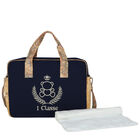 Navy Blue & Beige Geo Map Bear Baby Changing Bag, 2, hi-res