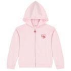 Girls Pink Logo Hooded Zip Up Top, 1, hi-res