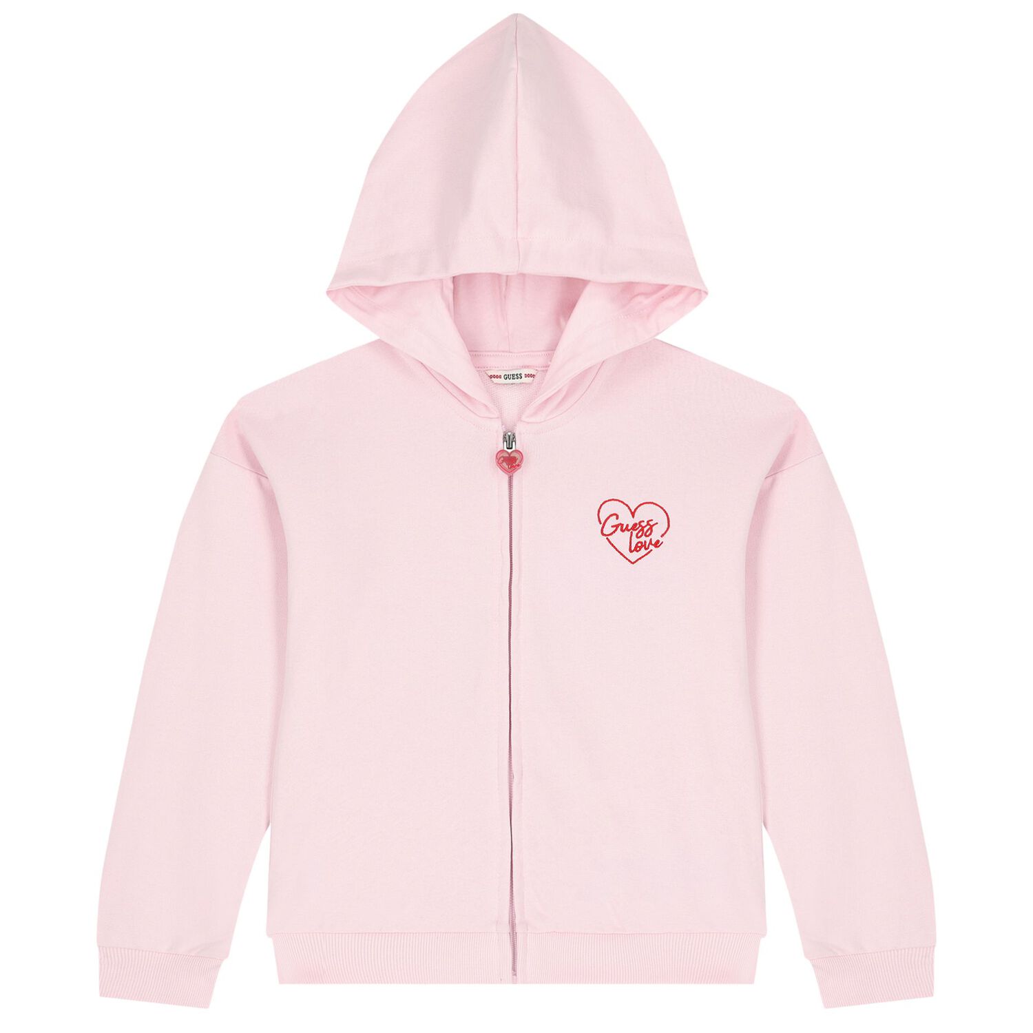 Girls Pink Logo Hooded Zip Up Top, 1, hi-res