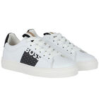 Boys White Logo Trainers, 1, hi-res