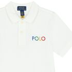 Boys White Logo Polo Shirt, 1, hi-res