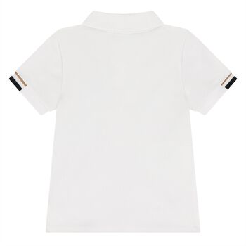 Younger Boys White Logo Polo Shirt