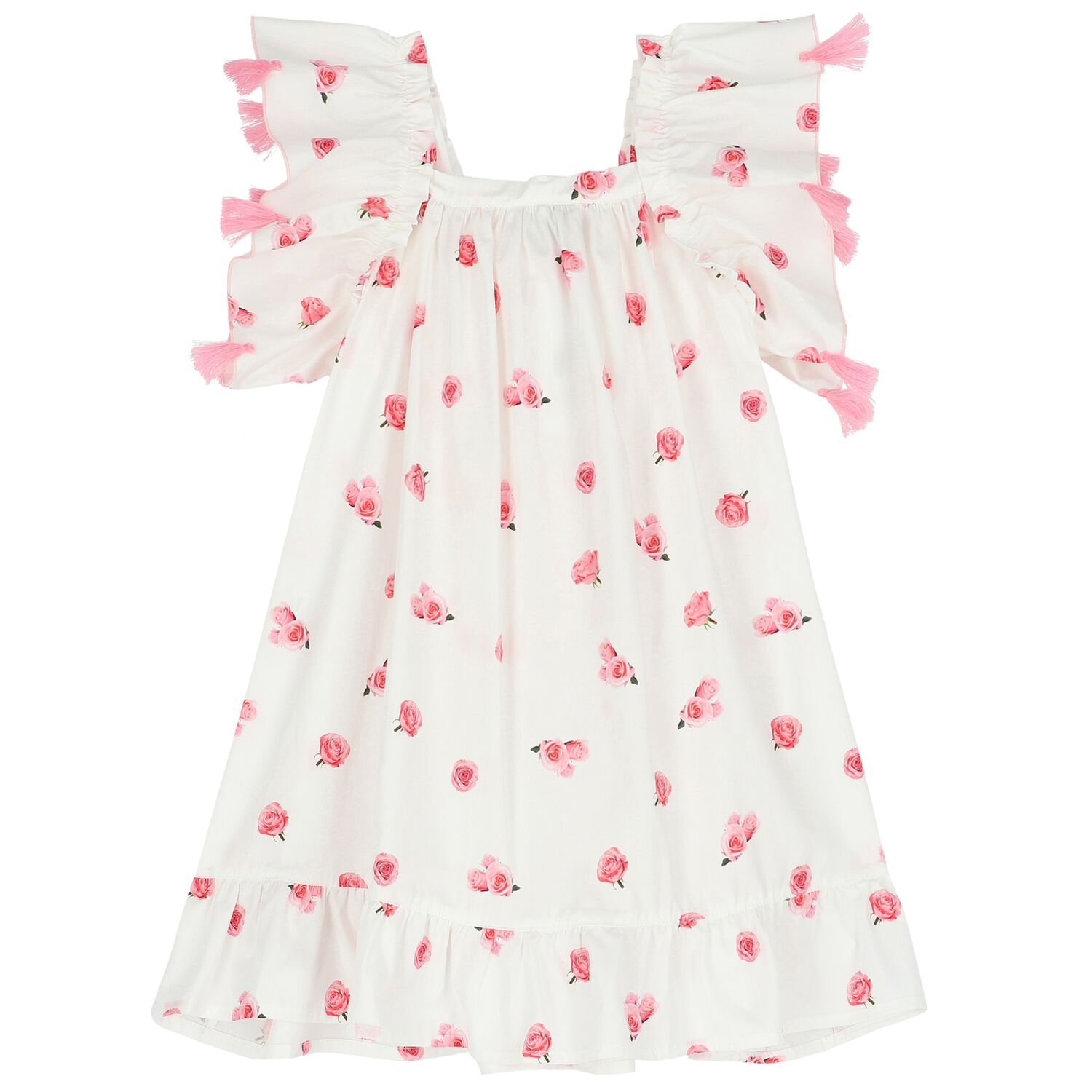 Girls White & Pink Rose Dress, 1, hi-res image number null