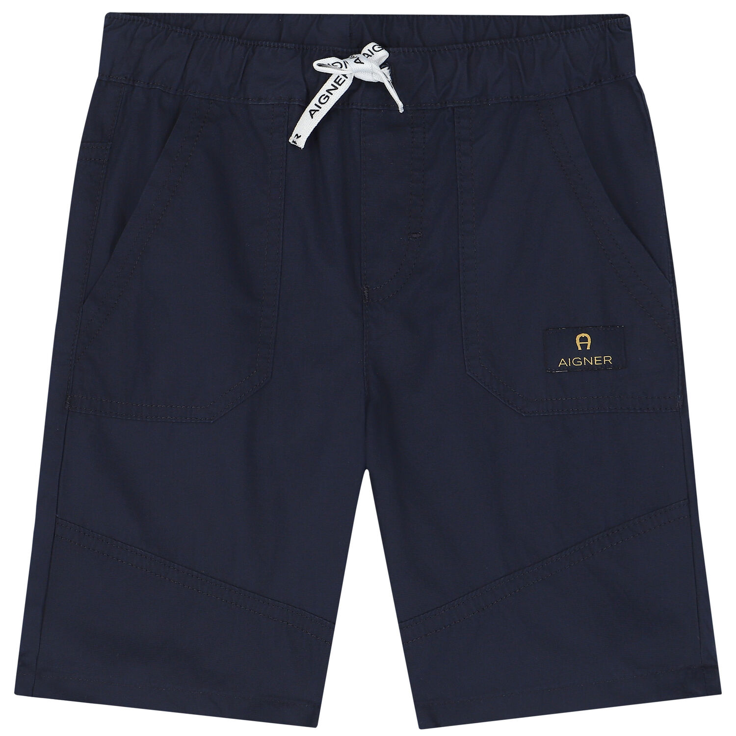 Boys Navy Logo Chino Shorts, 2, hi-res