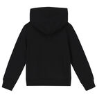 Girls Black Logo Hooded Top, 1, hi-res