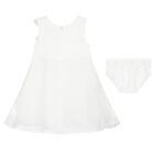 Younger Girls White Satin Dress Set, 1, hi-res