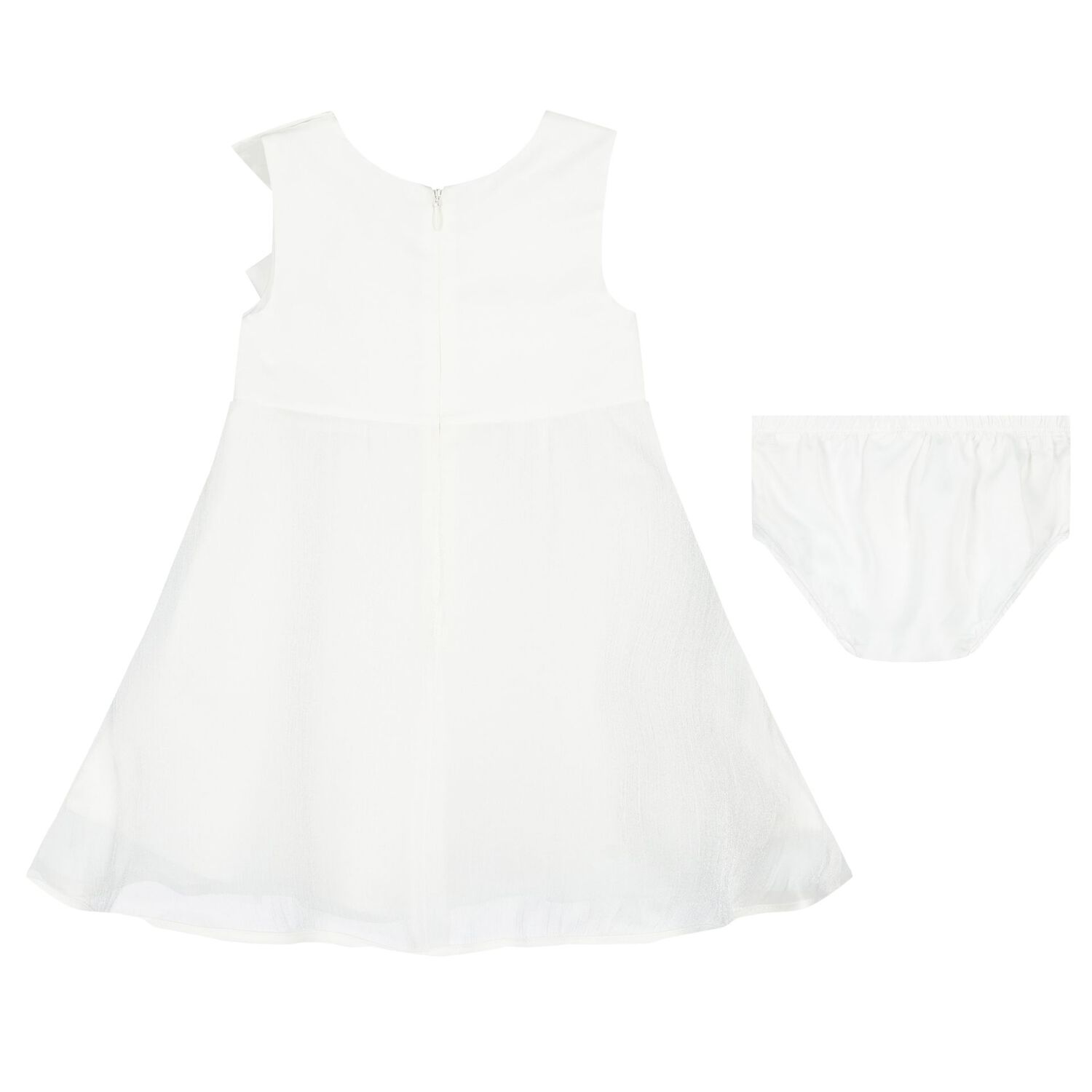 Younger Girls White Satin Dress Set, 1, hi-res image number null