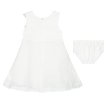 Younger Girls White Satin Dress Set