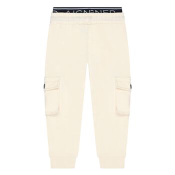 Younger Boys Beige Logo Joggers