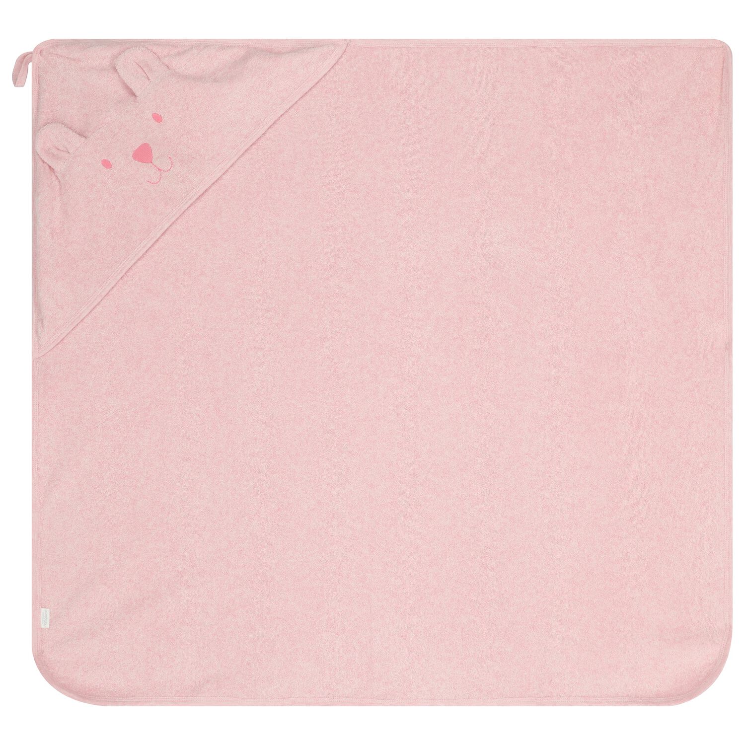 Baby Girls Pink Teddy Bear Hooded Towel, 2, hi-res