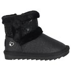 Younger Girls Black Faux Leather Boots, 1, hi-res