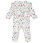 Baby Girls White Floral Babygrow Set, 1, hi-res