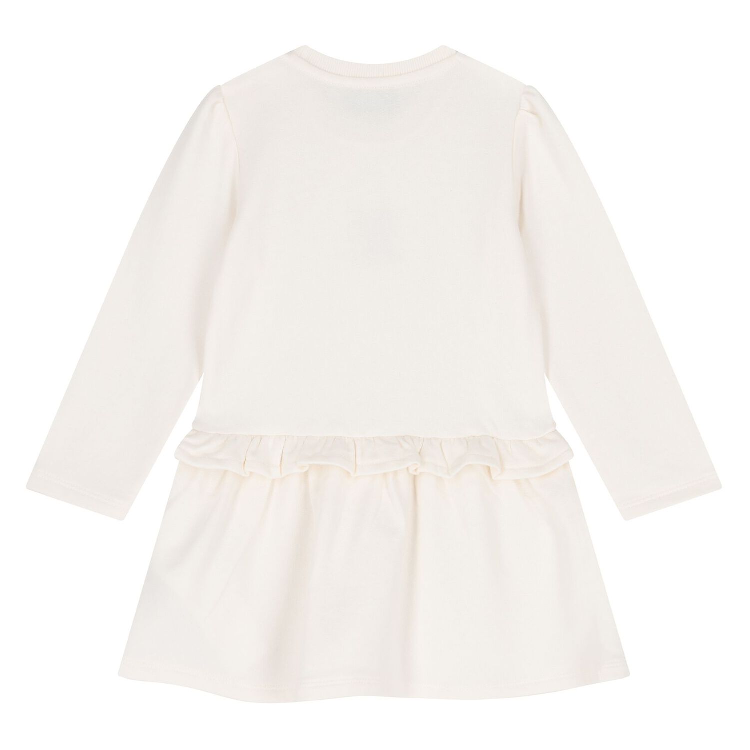 Younger Girls Ivory Teddy Bear Logo Dress, 1, hi-res