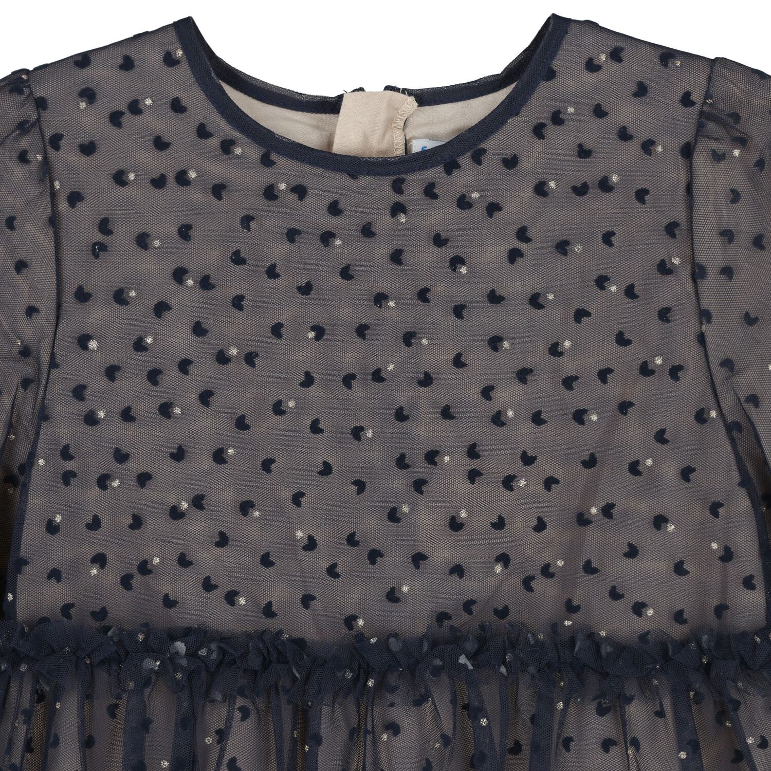 Girls Navy Blue Heart Tulle Dress, 1, hi-res