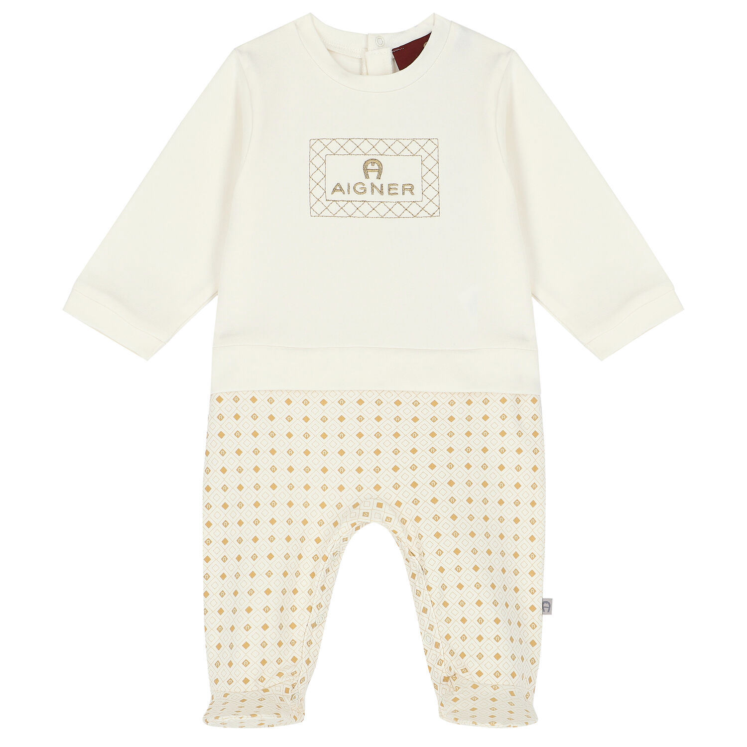 Ivory & Gold Logo Babygrow, 1, hi-res