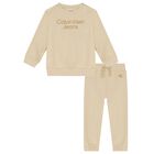 Beige Logo Tracksuit, 2, hi-res