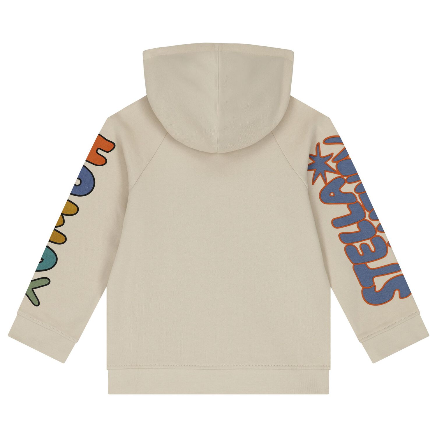 Boys Beige Logo Slogan Hooded Top, 1, hi-res