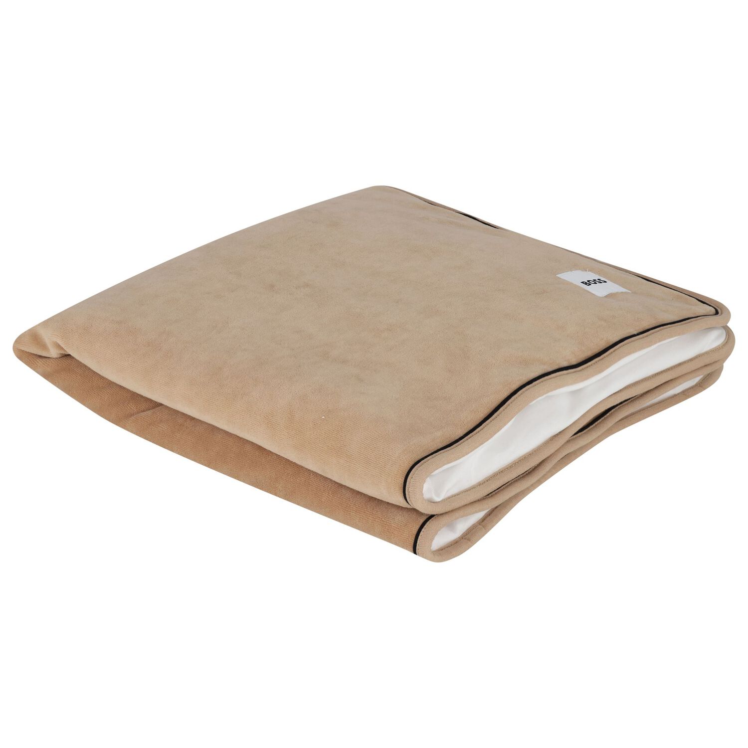 Beige & White Logo Padded Baby Blanket, 1, hi-res