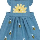 Younger Girls Blue Denim Bee Dress, 1, hi-res