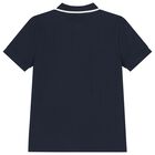 Boys Navy Blue Logo Polo Shirt, 1, hi-res