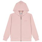 Girls Pink Logo Hooded Zip Up Top, 1, hi-res