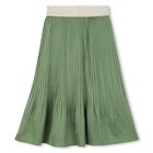 Girls Green Logo Pleated Skirt, 2, hi-res
