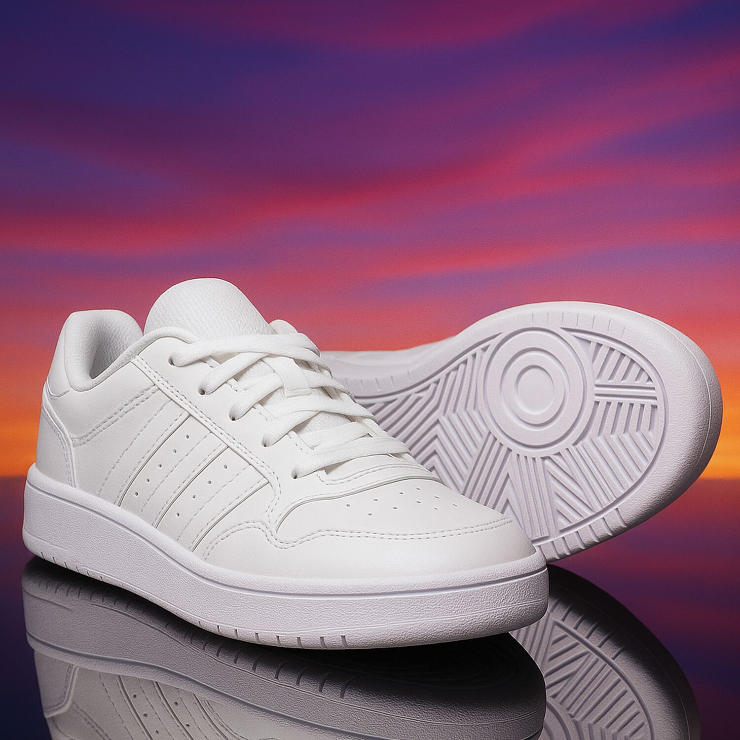 White Hoops 3.0 Logo Trainers, 2, hi-res