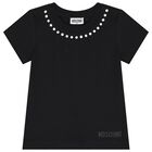 Girls Black Logo T-Shirt, 2, hi-res