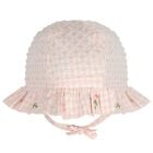 Baby Girls Pink Floral Gingham Hat, 1, hi-res