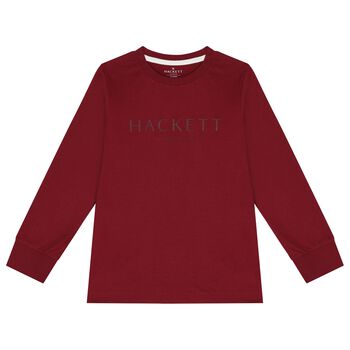 Boys Burgundy Logo Long Sleeve Top