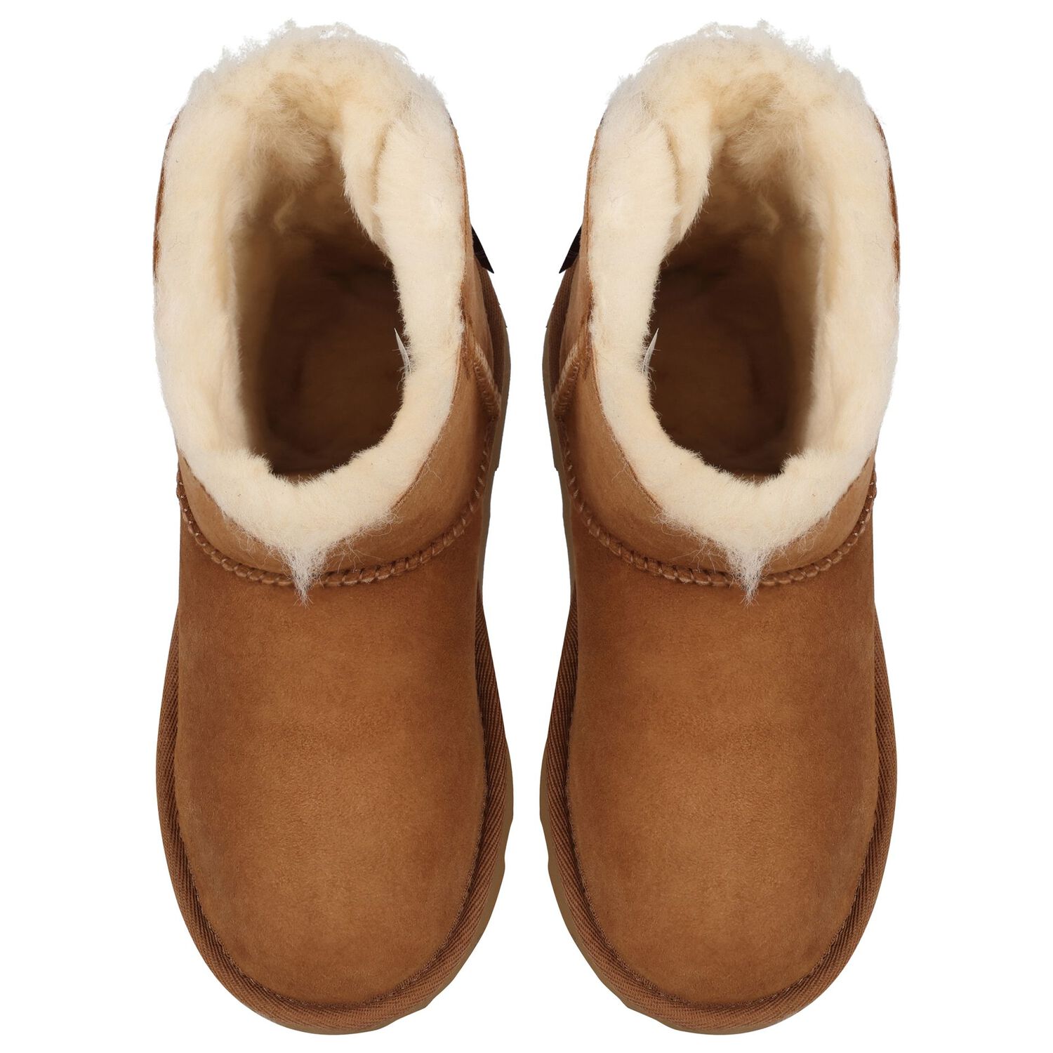 Girls Beige Mini Bailey Bow II Suede Boots, 2, hi-res