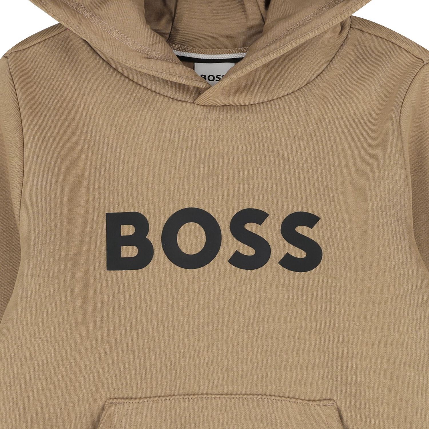 Boys Beige Logo Hooded Top, 2, hi-res