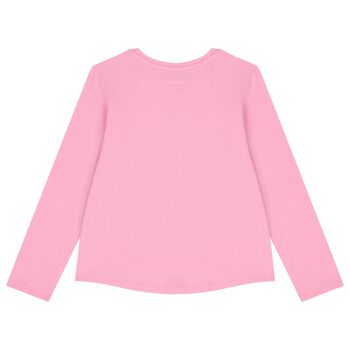 Girls Pink Logo Long Sleeve Top