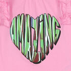 Girls Pink Ruffle & Heart Long Sleeve Top, 1, hi-res