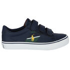 Boys Navy Logo Trainers, 1, hi-res