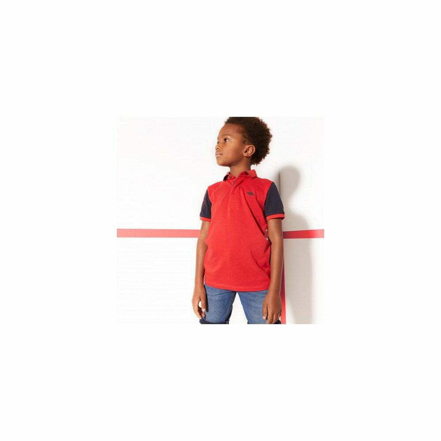 Boys Red Cotton Polo Shirt, 1, hi-res