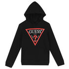 Boys Black Logo Hooded Top, 1, hi-res