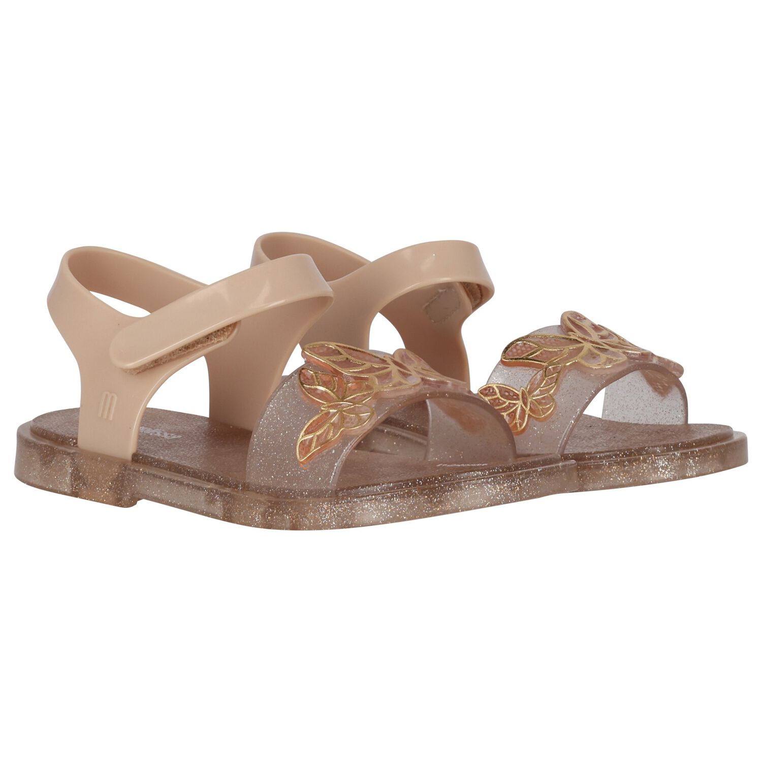 Girls Gold & Beige Jelly Sandals, 1, hi-res image number null