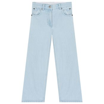 Girls Blue Denim Floral Jeans
