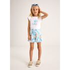 Girls Ivory Cotton & Blue Floral Print T-Shirt, 1, hi-res