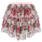 Girls Pink Rose Tulle Skirt, 1, hi-res