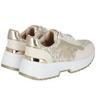 Girls Ivory & Gold Logo Trainers, 1, hi-res