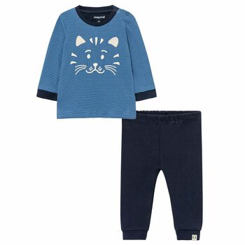 Younger Boys Blue & Grey Trouser Set