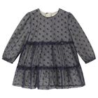 Younger Girls Navy Blue Tulle Dress, 2, hi-res